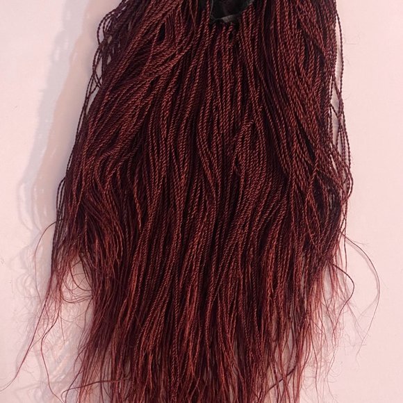 New 30 inch small micro braided wine red, auburn wig - Picture 3 of 4